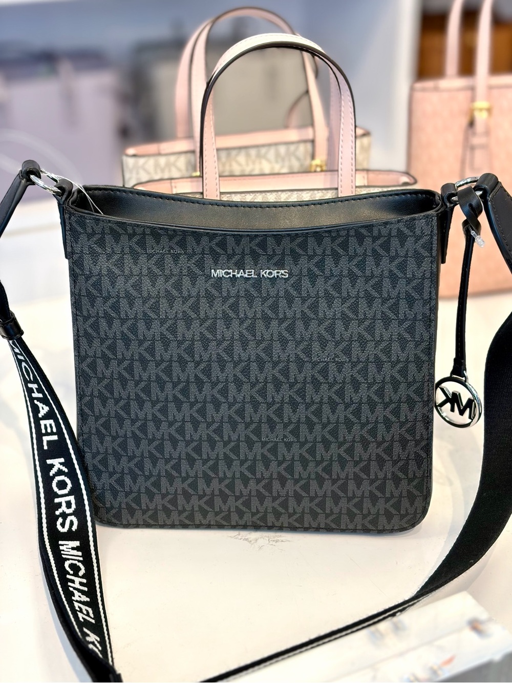 Michael Kors Jet Set Travel Small Black MK Signature Crossbody - Picture 2 of 10